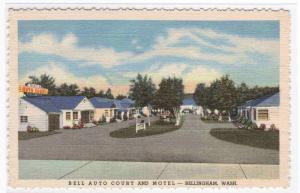 Bell Auto Court Motel Bellingham Washington linen postcard