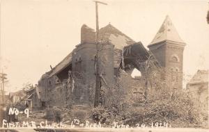 E8/ Lorain Ohio Photo RPPC Postcard 1924 Tornado Disaster Firs M.E. Church 11