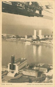 1933 Chicago World's Fair Lagoon & Island from Sky Ride B&W Litho Postca...