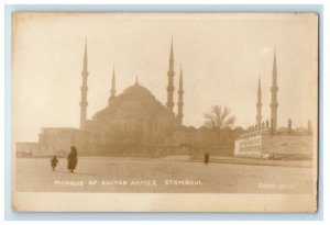 c1920's Mosque Of Sultan Ahmed Stambul Turkey RPPC Photo Vintage Postcard