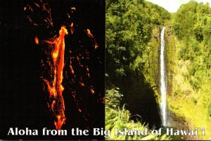 Hawaii Aloha From The Big Island Showing Akaka Falls and Kilauea Volcano At N...