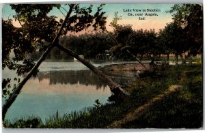 Lake View in Steuben County Near Angola IN c1914 Vintage Postcard B05