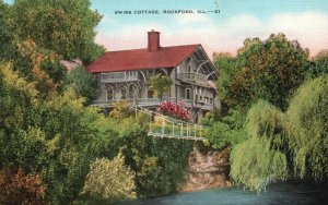 Vintage Postcard 1930's View of The Swiss Cottage Rockford Illinois ILL