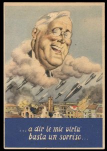 Italy Boccasile V2 Rocket RSI Italian SS Laughing Roosevelt Propaganda Ca 100250