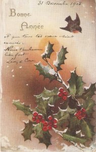 Pine Tree. Holley. Bird  Tuck Oilette Christmas Ser. PC # 8278