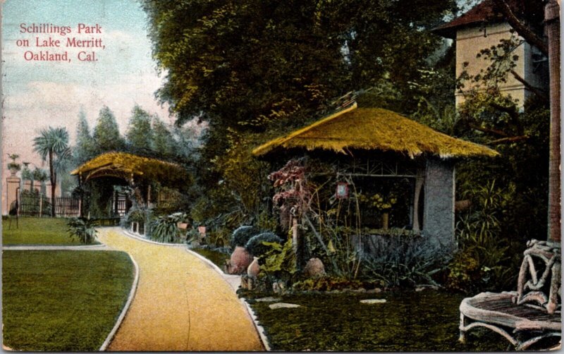 Postcard Schillings Park on Lake Merritt in Oakland, California