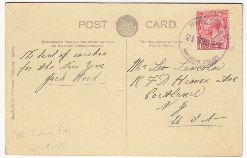 Norfolk; West Front, Norwich Cathedral PPC, 1913 Little Snoring Postmark 