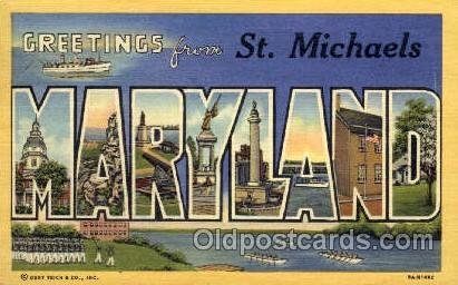 St. Michaels, Maryland Large Letter Town 1954 postal used 1954