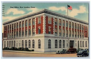 New London Connecticut Postcard Post Office Building Exterior View 1959 Vintage