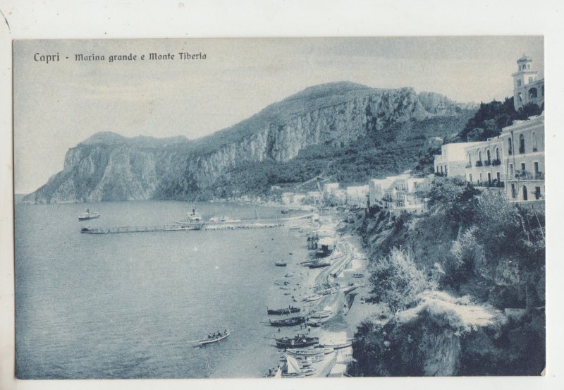 P2669 old postcard capri - marina grande e monte tiberia italy