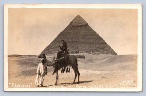 JH4/ Cairo Egypt RPPC Postcard c1910 Alabaster Pyramid Natives Camel 105