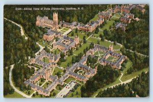 Durham North Carolina NC Postcard Aerial View Of Duke University 1942 Vintage