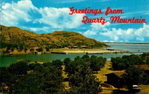 Oklahoma Greetings From Quartz Mountain Showing Quartz Mountain Lake and Lodge