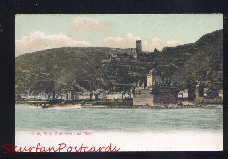 CAUB BURG GUTENFELS UND PFALZ GERMANY ANTIQUE VINTAGE POSTCARD