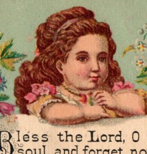 1870s Victorian Religious Trade Card Bible Quote Adorable Child #3 F109