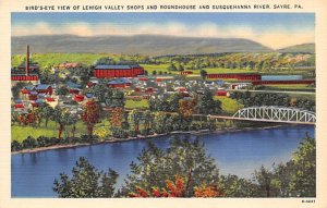 Lehigh Valley Shops, Roundhouse Susquehanna River - Sayre, Pennsylvania PA Po...