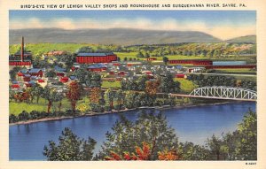 Lehigh Valley Shops, Roundhouse Susquehanna River - Sayre, Pennsylvania PA  