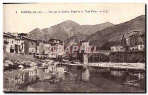 Postcard Old Sospel Sospel View Bevera and Old Bridge