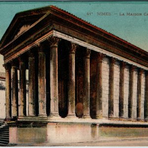 c1910s Nimes France Postcard Maison Carree Ancient Roman Temple Columns LL