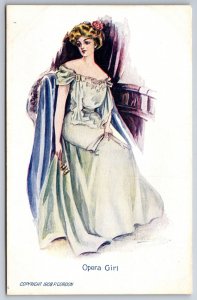 Artist J Jones~Opera Girl~Lovely Lady at Theatre~Lorgnette Glasses~1908 P Gordon