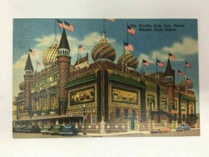 The World's Only Corn Palace Postcard Mitchell SD Advertising SD Linen