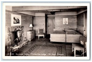 c1940's Bedroom Suite Timberline Lodge Interior Mt. Hood OR RPPC Photo Postcard