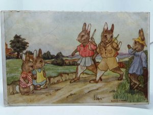 Merryland Bunnies Tim & Pauline The Hikers Vintage Postcard by Dorothy Marigold