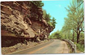 Highway US 71 - Overhanging rocks in the Ozarks, Arkansas - Posted 1968