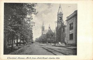 Canton Ohio Cleveland Avenue North From Ninth Street Antique Postcard V8895