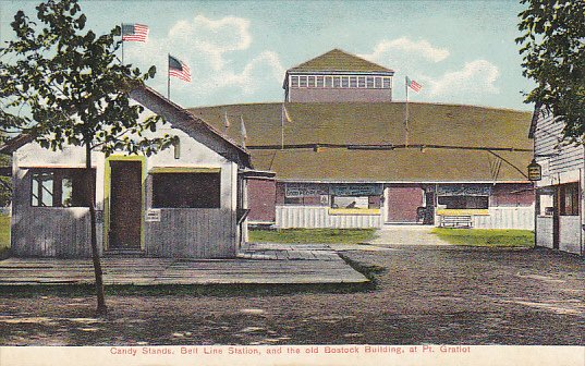 Candy Stands Belt Line Station and Old Bostock Building At Pt Gratiot  New York