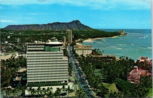 VINTAGE POSTCARD TOP OF WAIKIKI AND DIAMOND HEAD REVOLVING RESTAURANT HAWAII