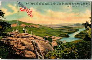 View from Cliff Showing Top of Chimney Rock, Lake Lure NC Vintage Postcard G37