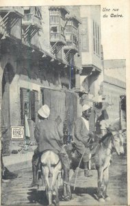 A street in Cairo ethnic types donkey ride 1900`s Egypt 