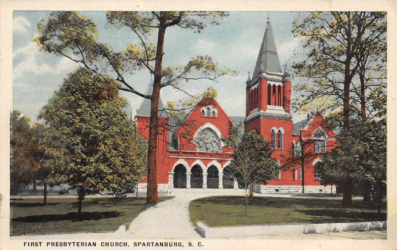 B58/ Spartanburg South Carolina SC Postcard c1910 First Presbyterian Church 2