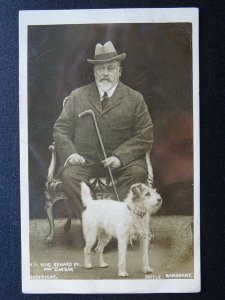 Royalty H.M. KING EDWARD Vll & CEASER HIS FOX TERRIER (1) c1908 RP Postcard
