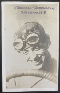 Mint USA RPPC Postcard Speedway 1915 ODonnell Dusenberg Car Racer