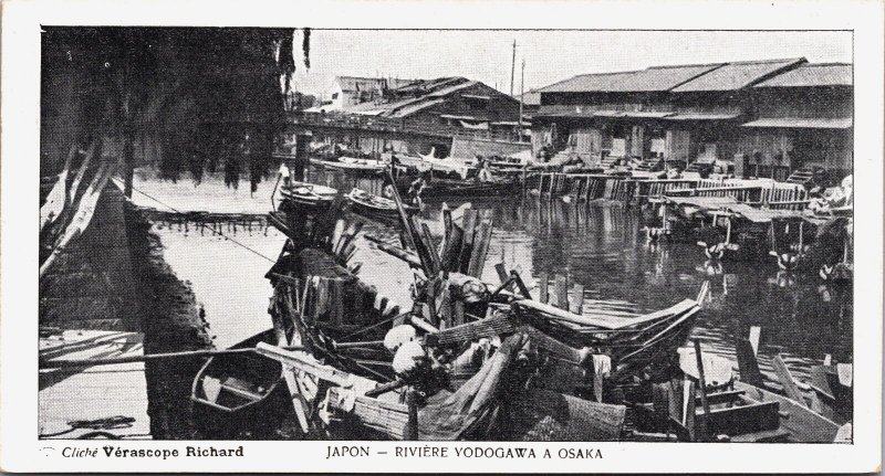Japan Osaka, Riviere Vodogawa a Osaka Vintage Postcard C205