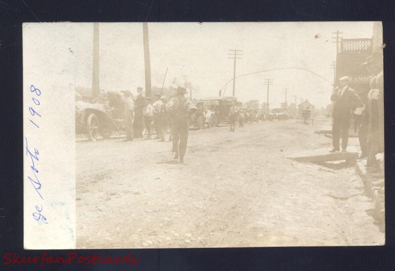 RPPC DE SOTO MISSOURI DOWNTOWN STREET SCENE OLD CARS 1908 REAL PHOTO POSTCARD