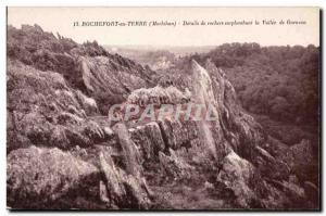 Old Postcard Rochefort en Terre (Morbihan) Details of rocks overlooking the V...