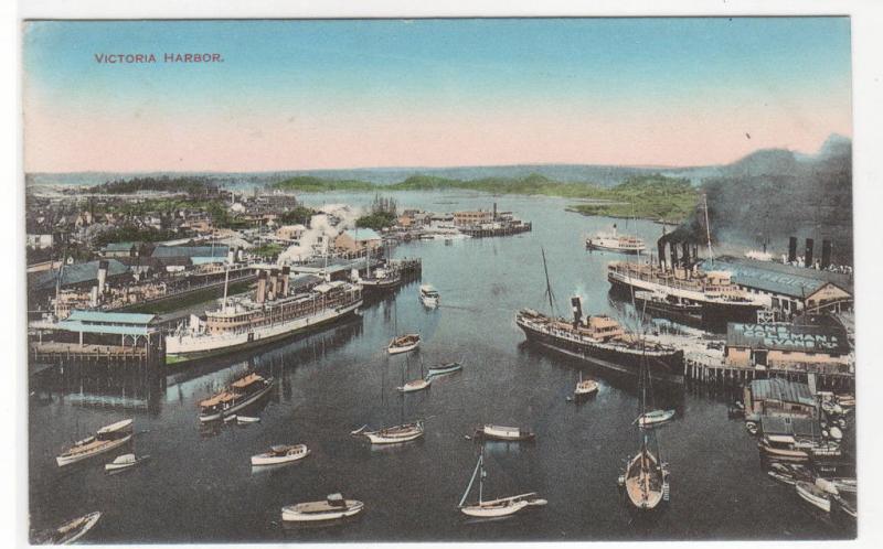 Steamers Victoria Harbor British Columbia Canada 1916 postcard