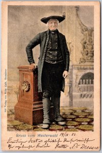 Gruss Vom Westerwald Victorian Man In Black Suit Attire Portrait Postcard