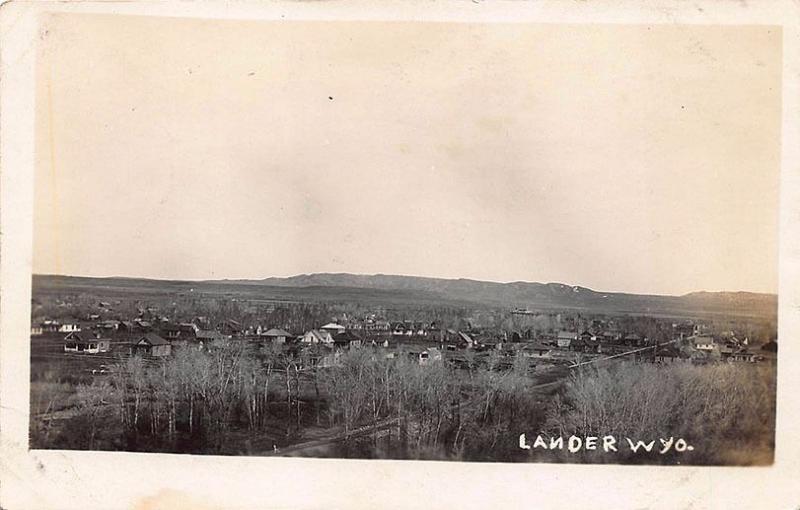 Lander WY Aerial View of The Town by Anderson & Nelson in 1914 RP Postcard