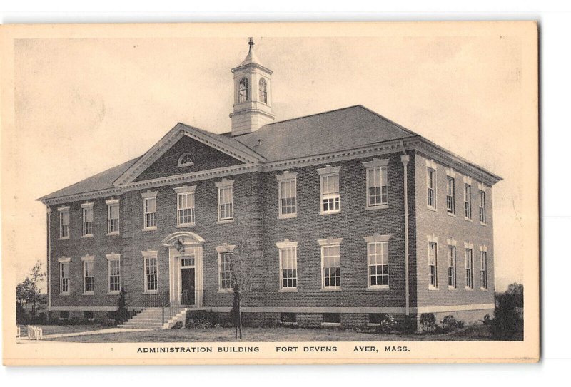 Ayer Massachusetts MA Postcard 1930-1950 Fort Devens Administration Building