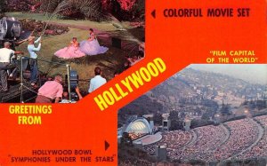 Movie Film Set HOLLYWOOD Hollywood Bowl Greetings c1950s Vintage Postcard