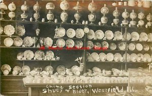 IL, Westfield, Illinois, RPPC, Shuey & Rider Store, Interior View, China Section