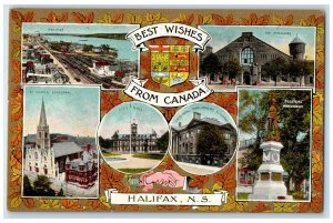 c1905 Best Wishes From Canada Halifax Nova Scotia Canada Multiview Postcard