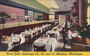 Postcard Davis Grill Meridian Mississippi MS