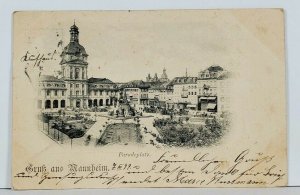 Germany Gruss aus Mannheim Paradeplatz c1899 Postcard J14 