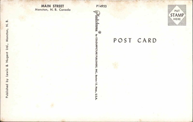 Moncton New Brunswick Main Street Woolworth Store c1950-60s Vintage Postcard