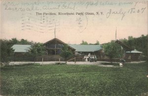 c.1907 Pavilion Riverhurst Park Olean N.Y. Hand Colored Postcard 2T6-381